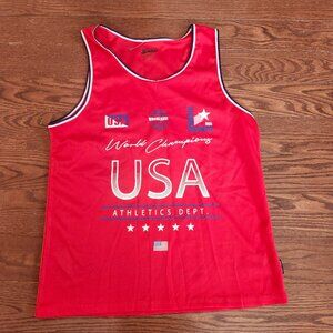 USA Dream Team WORLD CHAMPIONS Basketball Red Tank Jersey, Men Sz Large